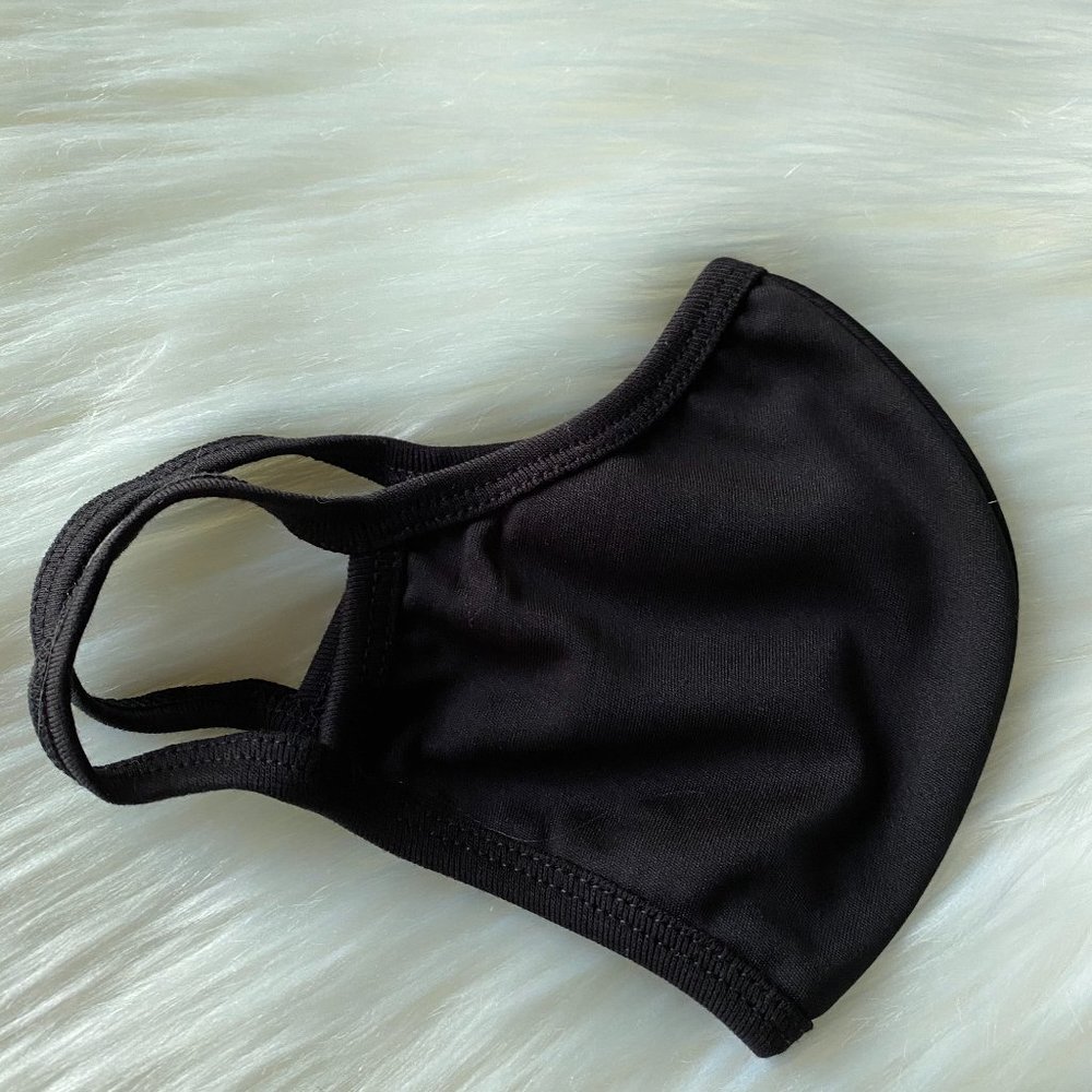 Face mask, solid black 100% cotton, snug &washable